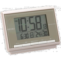 (Direct mail from Japan) Seiko Radio Electronic Digital Alarm Clock Date Temperature Humidity Display Light Pearl Pink
