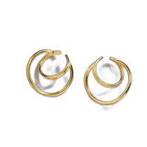 Japan Direct Mail Canal 4℃ Womens Silver Earrings Gold Coating Double Ear Style Three-dimensional Design Fashion