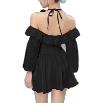 Japanese direct mail TeddyShop womens floral ribbon off-the-shoulder one-piece swimsuit hys3181