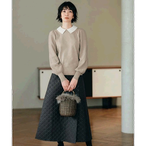 Japan Direct Mail IEDIT Womens Elegant Shirt Collar Knitted and Skirt Suit Spring New Style Fashion and Casual