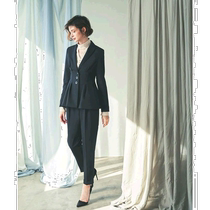 (Direct Mail from Japan) RUIRUE BOUTIQUE Waist Pleated Jacket Suit (Navy Blue)