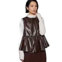 Japan direct mail Firsthand womens sleeveless 2WAY fake leather pleated top 3402234400006
