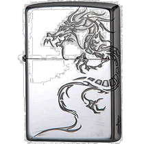 (JAPAN DIRECT MAIL) ZIPPOs treasure lighter silver x black 2 faces continuous dragon vein engraving 2SI-DR2