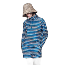 Japan Direct Mail 6 (ROKU) Womens Retro Style Striped Half-Zip Sun Protection Clothing 86396990004