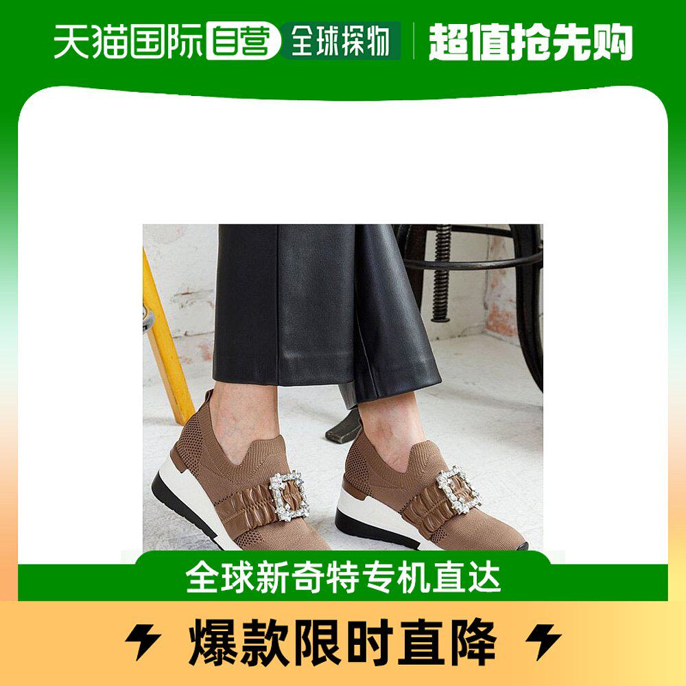 (Japan Direct Mail) Attaglil Lady Sneakers Knitted Oak Color Lace Mesh Side Buckle Decorated Women Shoes-Taobao