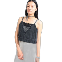 Japan direct mail Ray BEAMS womens V-neck lace denim camisole 61010821370