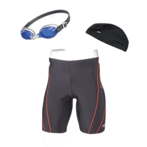 (Direct mail from Japan) Speedo fitness swimsuit mens swimsuit cap goggles 3-piece set black red O