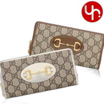 Self-operated GUCCI womens special edition GG Supreme canvas leather Horsebit Round zipper money