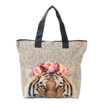 Japanese direct mail mmts womens animal pattern texture cute zipper canvas bag 16610037115