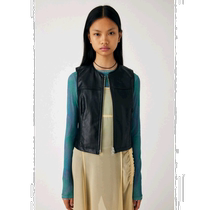 Japan direct mail MOUSSY womens synthetic leather zipper vest full of fashion sense in autumn and winter simple design