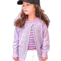 Japanese direct mail apres les cours childrens heart-shaped hollow knitted cardigan V204934