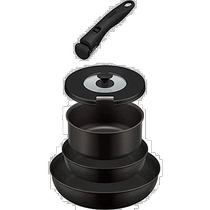(Direct mail from Japan) Japanese Thermos handle removable wok 5-piece set black KSA-5B BK