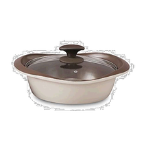 (Direct mail from Japan) Alice Oyama ceramic-coated double-eared durable shallow pot with lid white 24cm