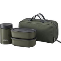 Japan Direct Mail (Japan Direct Mail) Thermos Thermos Soup Can Lunch Box Set 800ml Khaki JEA-8