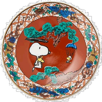 (Direct mail from Japan) Yamaka Yamaka Store Snoopy Kutani Ware Small Plate Aka Painting Pattern SN362