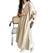 (Direct Mail from Japan) GeeRA Herringbone Pattern Long Jacket (Beige) Coat