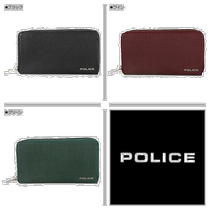 POLICE long wallet mens round zipper Trento black wine red green black PA-70605