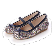 (Direct Mail from Japan) Kaori Plus Ballet Shoes Lightweight Multi-Shine Round Toe Flat Bottom Velcro Sequins
