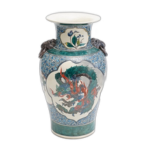 Japan Direct Mail Kutani Ware Old Kutani Style Chinese Dragon Vase