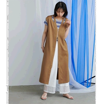 Japan direct mail miette womens deep V-neck long vest front zipper design can be matched with a variety of styles