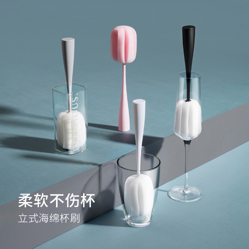 Vertical Long Handle Cup Brushed Insulated Cup Sponge Wash Cup Brushed Milk Bottle Brushed Clear Wash Glass Cup Cleaning Brush