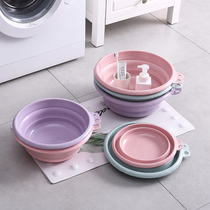 Household folding washbasin portable travel foldable washbasin plastic basin telescopic basin washing foot bath