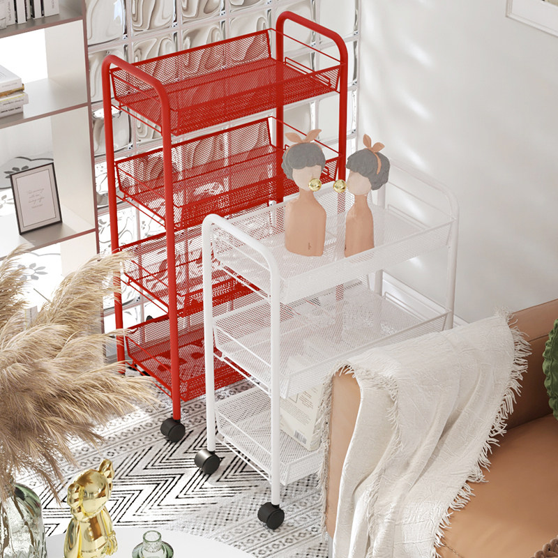 Mobile Trolley Shelve Shelf Floor Kitchen Bathroom Makeup Room Storage Multilayer Bedroom Snacks Headboard Containing Deck