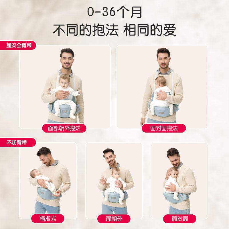 布兜妈妈婴儿腰凳单凳轻便宝宝坐凳护腰四季透气前抱式抱娃神器 3