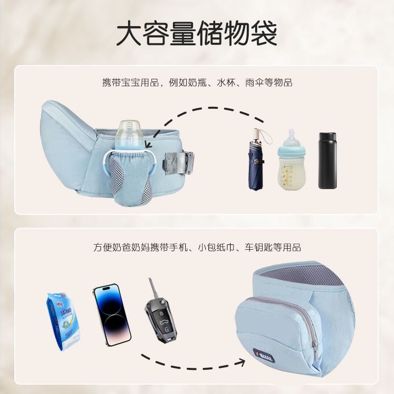 布兜妈妈婴儿腰凳单凳轻便宝宝坐凳护腰四季透气前抱式抱娃神器 4