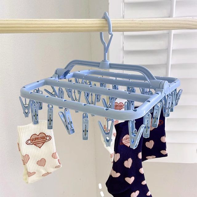 32-clip clothes drying rack multi-clip ເຄື່ອງ​ນຸ່ງ​ຫົ່ມ​ຄົວ​ເຮືອນ hanging disc sock drying clip​