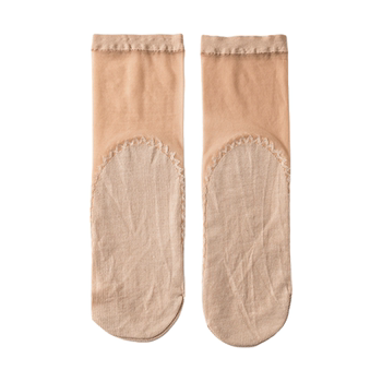 ຖົງຕີນສີເນື້ອຜ້າ cotton-soled ຕ້ານການ slipping ເນື້ອຫນັງສໍາລັບແມ່ຍິງ, ບາງ socks summer ຕ້ານ snapping, ກາງ calf socks, ຖົງຕີນຂະຫນາດໃຫຍ່ໂປ່ງໃສ, ທົນທານ