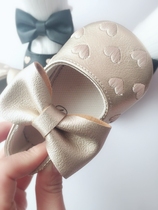 Full of love 0-1 year old female baby princess shoes 100 days old baby shoes Soft-soled toddler shoes Bow princess shoes