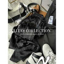 Clearance and leaking acetate silk crepe with its own luster ~ letter full printed casual pants lace stitching straight trousers