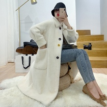 Clearance to pick up leakage high-end color buckle ~ coat female 2019 new small foreign style winter mink hair long coat