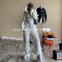 Clearance pick-up passengers for cotton small Terry ~ fashionable two-piece set of womens hooded furs high-waisted pants