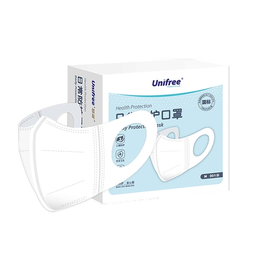 unifree Белая трехмерная комфортная дышащая медицинская маска для взрослых, 3D, трехмерная защита, 30 штук