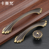 New Chinese handle pure copper drawer single hole cabinet door American handle all copper wardrobe cabinet bronze antique furniture
