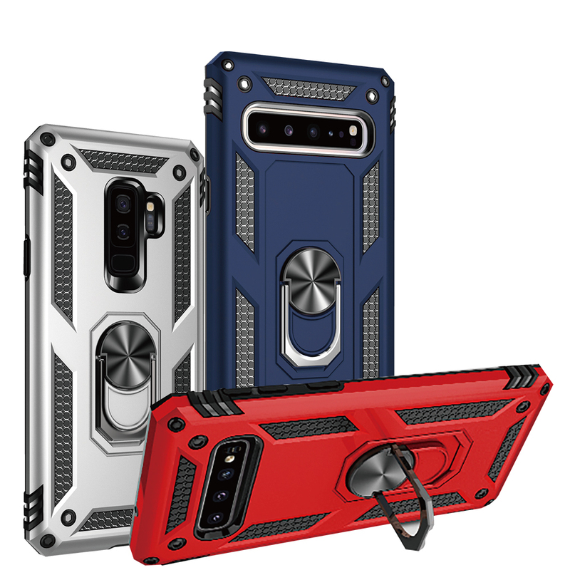 Samsung S10 Phone Case 5g Full Coverage S9 Military-Grade Shockproof Protective Case S8 with Ring Stand S10Lite Pull Ring Galaxy Finger Grip Magnetic Airbag S20+ Case Plus Military Standard E