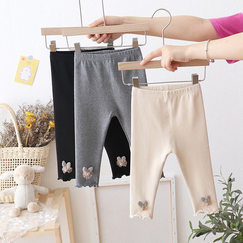 Infant autumn underwear spring and autumn thin section 1 year old baby girl pants outer wear foreign style girls trousers with skirt cotton 3