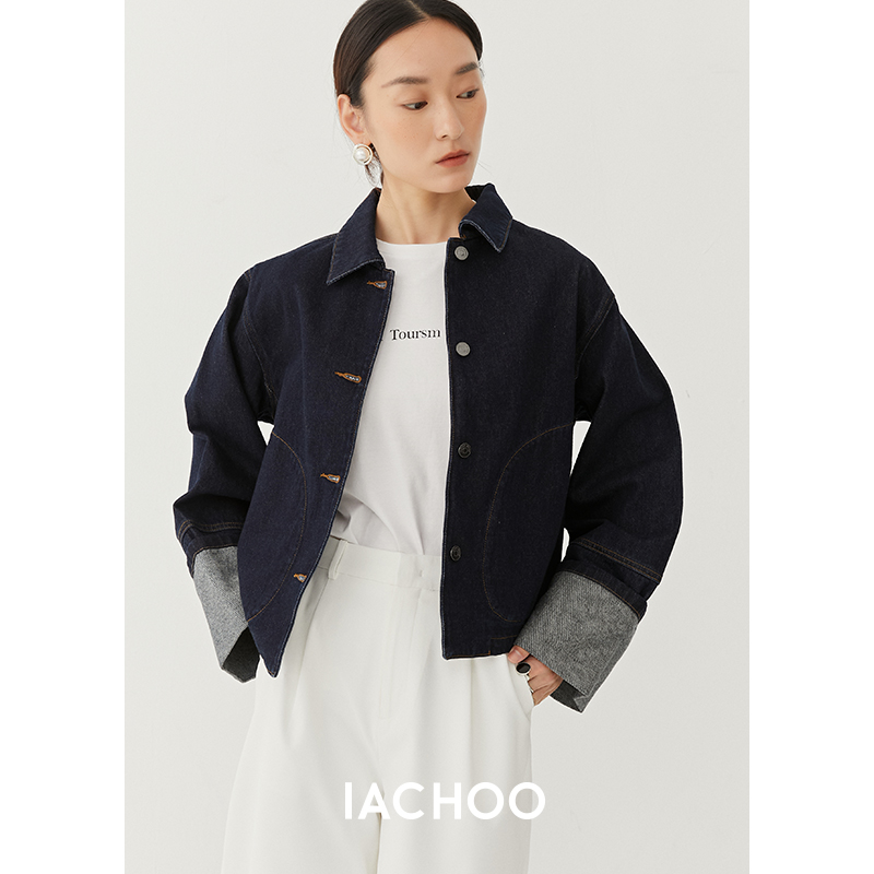 IACHOO 2022 new denim jacket designer original cow color long-sleeved loose retro jacket spring and autumn women