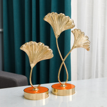Light and luxurious Gilded Swing home Living room Enamel Color Decorative Alloy ginkgo Leaves Ornament Modern Minimalist Brass color furnishing