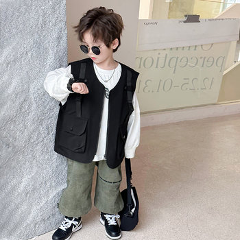 Boys' Vest Spring Wear 2026 New Style Children's Vest Stylish Little Boy Outerwear Vest Spring and Autumn Workwear Sleeveless Jacket
