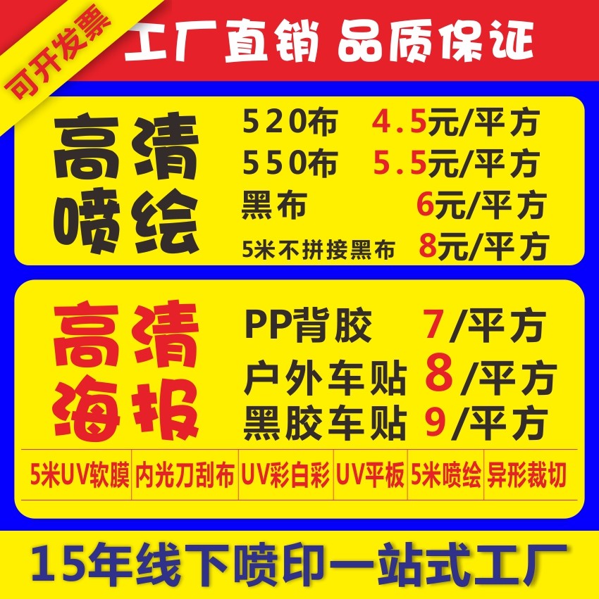 Writing True Spray Painted Poster Advertising Cloth High Definition Production Kt Board Pp Paper Car Sticker PVC Custom Back Gum Light Box Sheet Booking