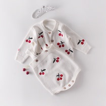 Baby clothes womens baby knitted sets autumn clothes girls Net red suits foreign sweaters cotton princess two pieces