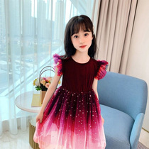 Italian girl dress 2021 summer new middle child princess dress Korean fairy gradient dress dress