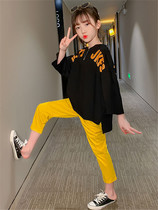 Italy Bambet girl net red suit spring 2021 new girl middle and large childrens casual childrens clothing two-piece set