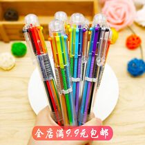 Six-color ballpoint pen Simple 6-color pen Creative multi-color transparent ballpoint pen Student prize 6-color refill press color pen