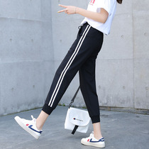 Pure cotton 80% sports pants female spring and autumn thin section loose bunches foot double carry student guard pants 90% casual dines