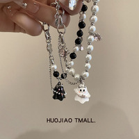 Black and white little ghost beaded bracelets niche cold style girlfriends high-end sweet cool hot girl student fashion accessories