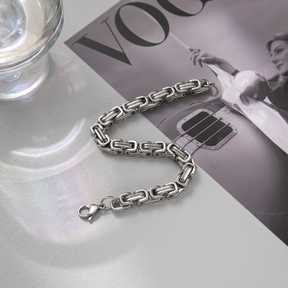 Bracelet in the Style of Gao Qiqiang from the Drama, Personalized Silver Titanium Steel Imperial Chain, Bold Men's Hip-Hop Dragon Bone Chain, Loop Chain
